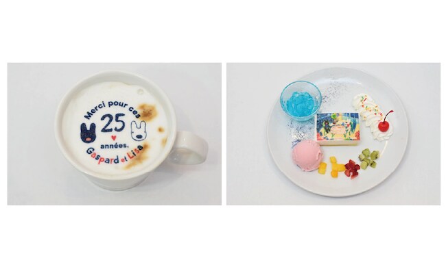 左：リサとガスパール25周年ラテ／右：リサとガスパール25周年ケーキプレート