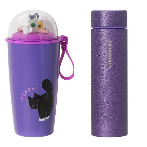 ハロウィン2025カップシェイプステンレスボトルキャット355ml/ハロウィン2025ステンレスボトルグリッターパープル444ml