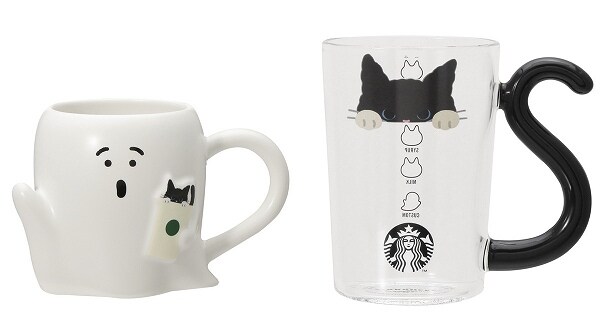 ハロウィン2025マグゴーストグローインザダーク355ml/ハロウィン2025耐熱グラスマグキャット296ml