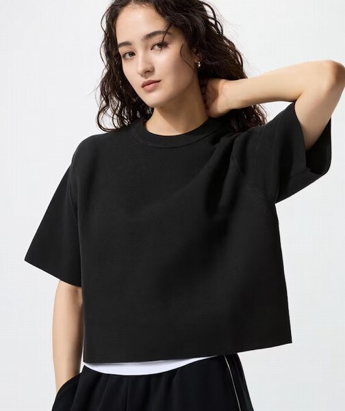 ウォッシャブルミラノリブセーター半袖