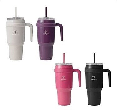 reduce 真空断熱タンブラー2個セット ステンレス製（ストロー＆直飲みタイプのフタ 各1個入）