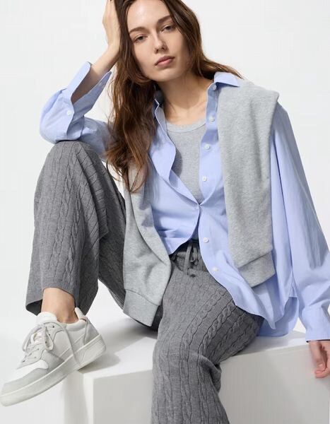 ウォッシャブルニットケーブルパンツ