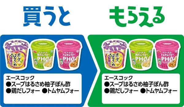 エースコック　スープはるさめゆずポン酢/鶏だしフォー/トムヤムフォー