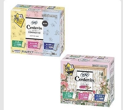センターインコンパクト1/2　3サイズ　合計88個入　無香料/ナチュラルフローラルの香り