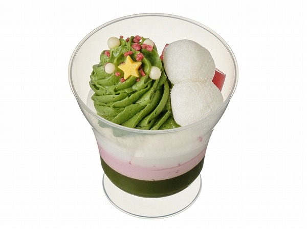 クリスマスパフェ　宇治抹茶といちご