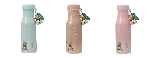 gelato pique リッドカバーベアチャーム付きステンレスボトル ミントグリーン/モカベージュ/ソフトピンク 473ml