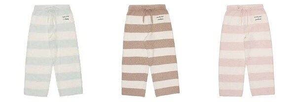 gelato pique パウダーベア刺繍ボーダーロングパンツ ミントグリーン/モカベージュ/ソフトピンク