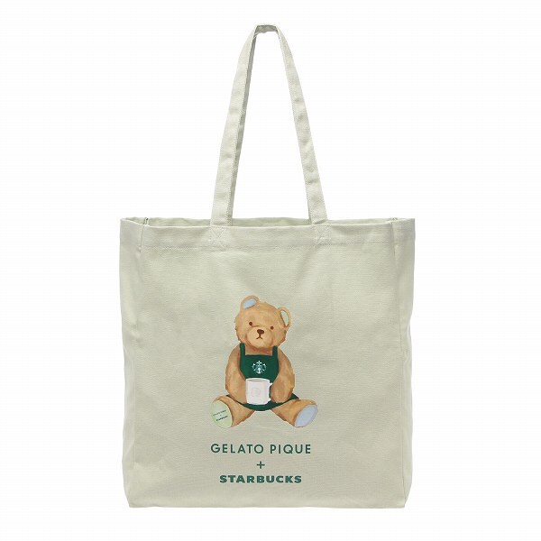 gelato pique ベアプリントマチ付トートバッグ ミントグリーン