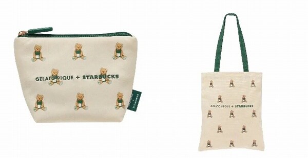 gelato pique ベア柄ポーチ アイボリー/gelato pique ベア柄トートバッグ アイボリー