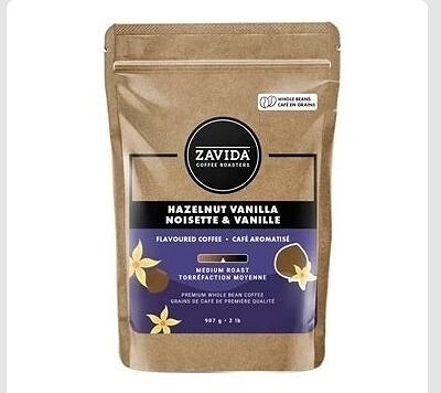 ザビダコーヒー　ヘーゼルナッツバニラ　ホールビーン　コーヒー907g