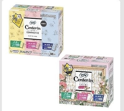 センターインコンパクト1/2　3サイズ　合計88個入　無香料/ナチュラルフローラルの香り
