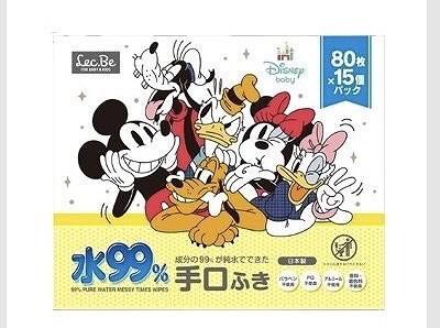 Disney 水99% 手口ふき 80枚入×15個パック
