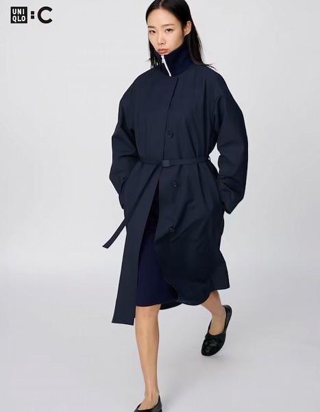 ノーカラーロングコート/リラックスフィット