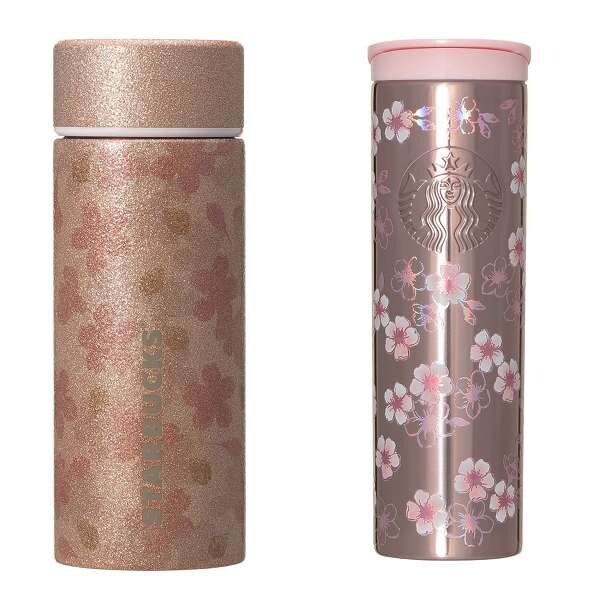 SAKURA2026ステンレスボトルグリッターピンクベージュ355ml/SAKURA2026ステンレスボトルメタリックライトピンク473ml