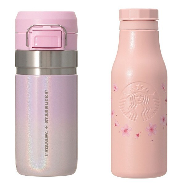 SAKURA2026ステンレスボトルSTANLEYシャイニーピンクグラデーション473ml/SAKURA2026ステンレスロゴボトルマットピンク473ml