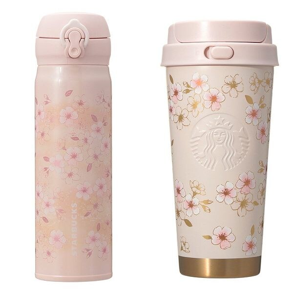 SAKURA2026ハンディーステンレスボトルピンクベージュ500ml/SAKURA2026ステンレスTOGOボトルピンクベージュ＆ゴールド473ml