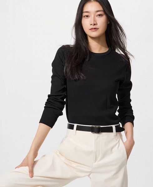 ソフトリブクルーネックT/長袖