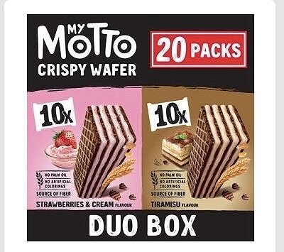 マイモット　クリスピーウエハース　デュオ　ストロベリー・ティラミス　20パック入