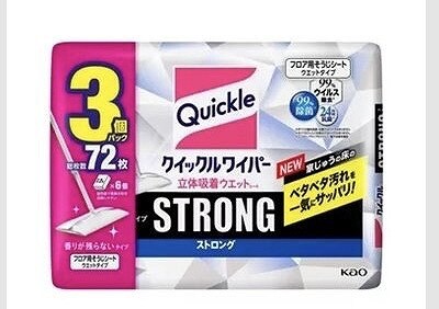 花王　クイックルワイパー　立体吸着　ウェットシート　ストロング　24枚入×3個パック
