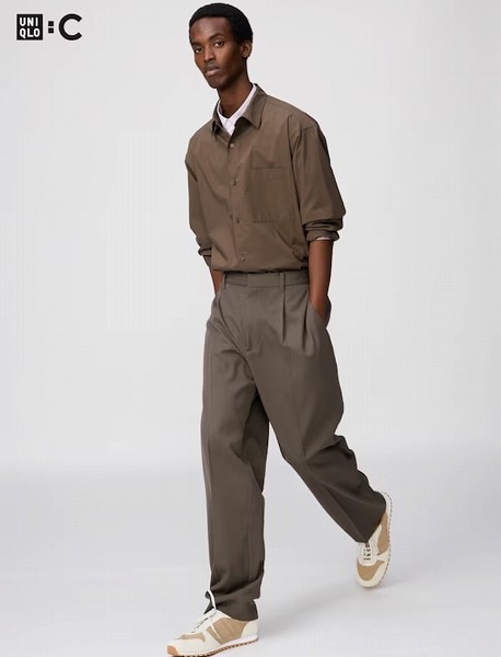 タックワイドテーパードパンツ