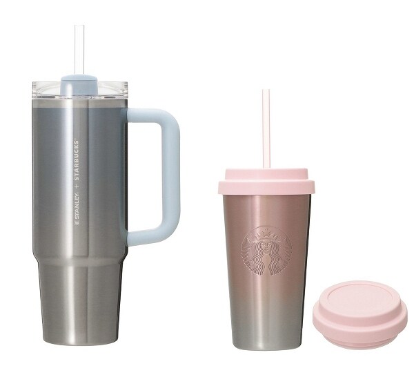 3WAYステンレスタンブラーSTANLEYアイスブルーグラデーション887ml/替えリッド付きステンレスタンブラーピンクグラデーション473ml