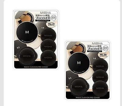 ミシャ　プロカバー　クッションファンデーション　NO.21/23　本体・レフィル・パフ　3個セット