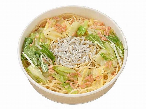 キャベツとしらすと小海老のペペロンチーノ