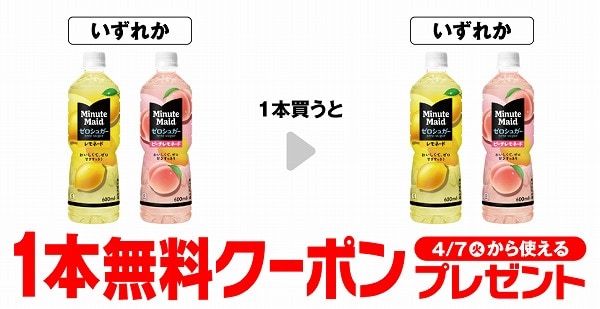 ミニッツメイド ゼロシュガー レモネード 600ml/ゼロシュガー ピーチ 600ml