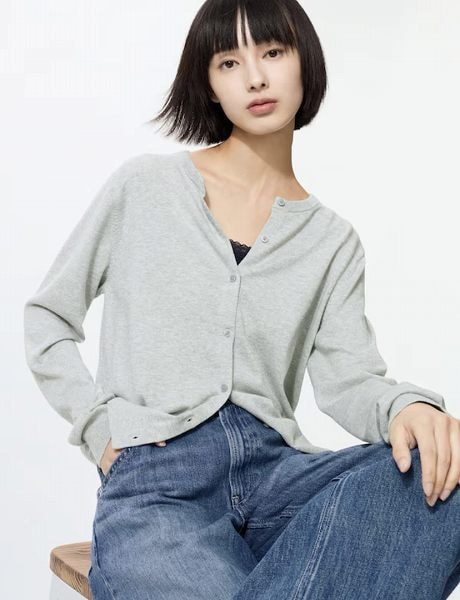 UVカットクルーネックカーディガン