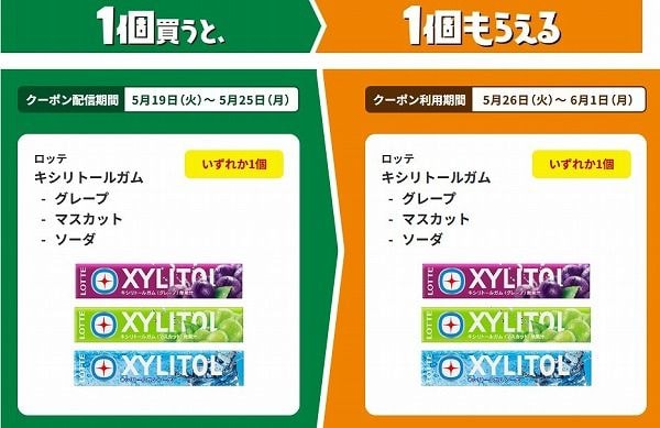 【ファミマのアプリ ファミペイ限定】ロッテ　キシリトールガム　グレープ/マスカット/ソーダ