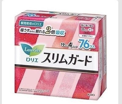 ロリエ　スリムガード　特に多い昼用　25cm　羽つき　19個×4パック