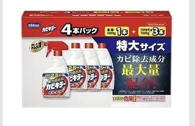 カビキラー　特大サイズ　4本パック　（本体1,000g×1本・詰め替え用1,000g×3本）
