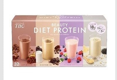 TBC プロテイン　4種　計32食　ココア・カフェオレ・ベリー・黒ゴマきな粉