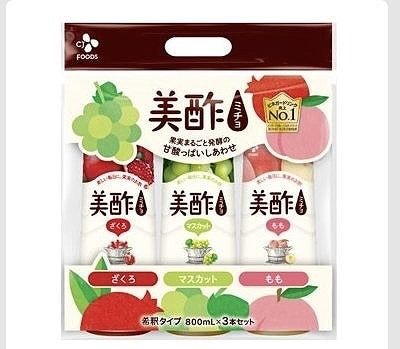 CJ　美酢アソート　ざくろ・マスカット・もも　800ml×3本