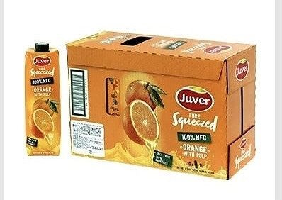 Juver 100%オレンジジュース(ストレート)1L×10本 果粒入り