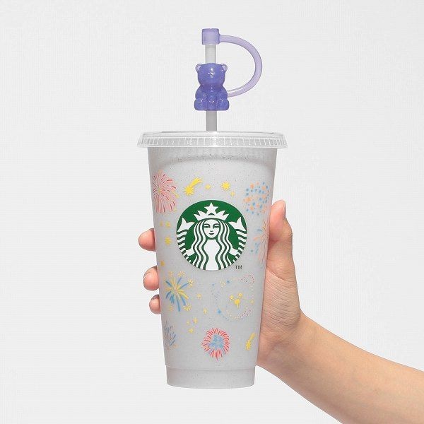 ミステリーカラーチェンジングリユーザブルコールドカップ花火710ml+ミステリーパックリユーザブルカップ専用ストローキャップベアリスタスパークリング