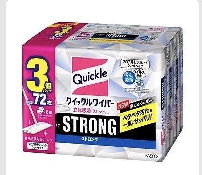 クイックルワイパー 立体吸着 ウェットシート ストロング 24枚入×3個パック