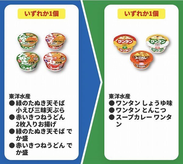 東洋水産 緑のたぬき天そば 小えび三昧天ぷら/赤いきつねうどん 2枚入りお揚げ/緑のたぬき天そば でか盛/赤いきつねうどん でか盛