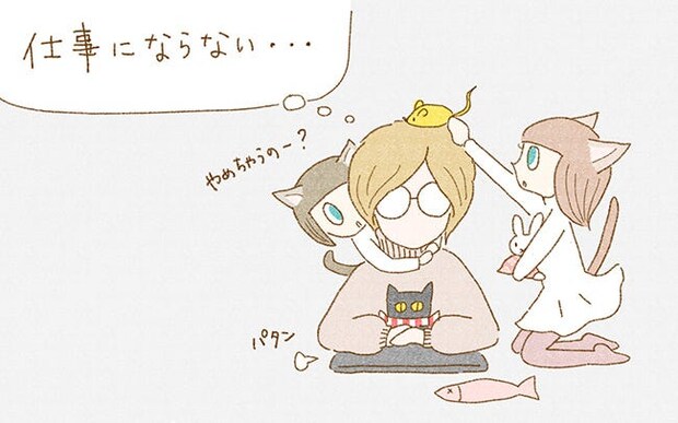 お家で過ごす時間。ふゆこさんが行く先についてきて、よりそうふたりに癒されて…／夜が明けるとき猫がそばにいれば(19)