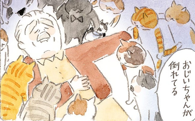 家で眠ったはずが猫に囲まれていた!? 焼きりんごの甘ずっぱさを思い出す夜/深夜のくろねこ喫茶(14)