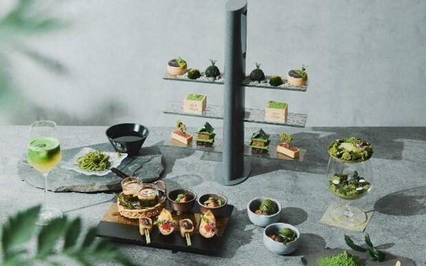 THE THOUSAND KYOTO「千の茶会アフタヌーンティー ～京の箱庭～」。初夏の京都の情景を表現した繊細な抹茶スイーツ