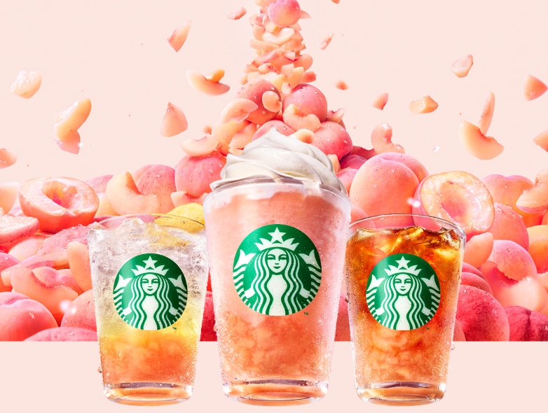 スターバックスコーヒーが、気分やシーンに合わせて選べる桃ビバレッジ3種を発売