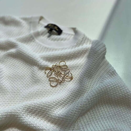 ロエベのブローチが着けられたトップス