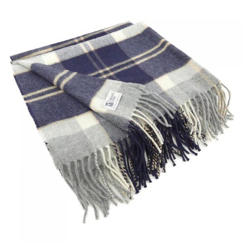 ジョンストンズのネイビー系チェックのストール
