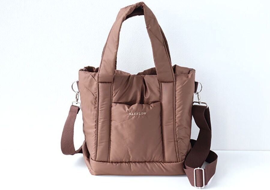 ベイフローキルティングバッグブラウン