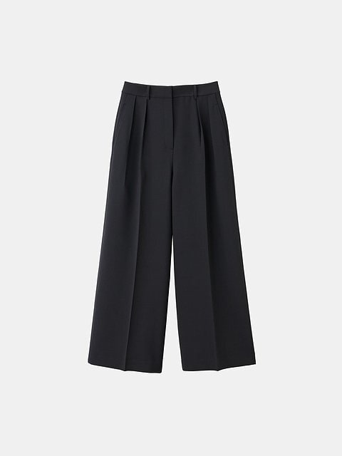 PLST ストレッチツイル2タックワイドフルレングスパンツ PLSTのストレッチツイル2タックワイドフルレングスパンツ