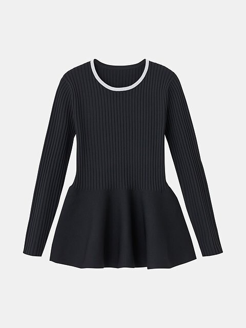 PLSTのホールガーメント（R）メタリックネックペプラムセーター