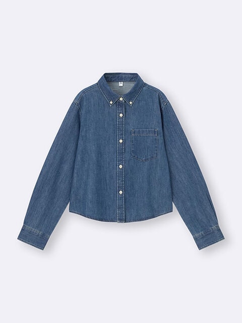 GU　デニムショートシャツ　67 BLUE