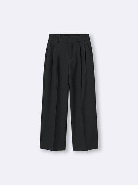 GU　タックワイドパンツ　BLACK