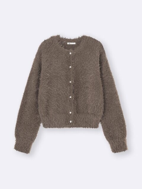 シャイニークルーネックカーディガン 2025gu冬シャイニークルーネックカーディガン